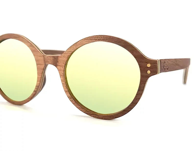 lunettes de soleil en bois ronde