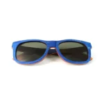 Lunettes de soleil San Francisco Blue - monture en bois de skateboard recyclé, style wayfarer.