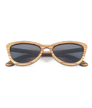 Lunettes de soleil Parker Zebra en bois, design glamour inspiré de Marilyn Monroe, parfait pour un look féminin sophistiqué.