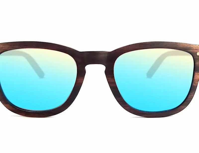 Lunettes de soleil Douglas Bleue en bois de palissandre noir, design Wayfarer intemporel, verres polarisés UV400 pour protection maximale.