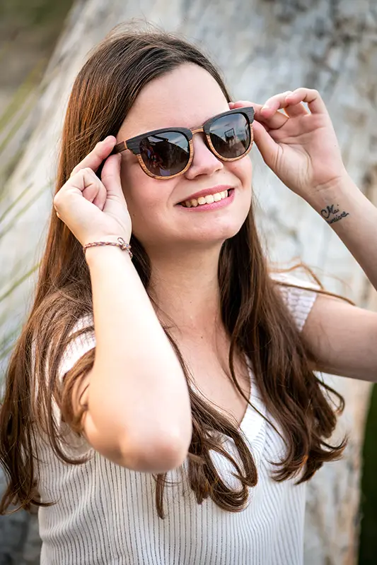 lunettes de soleil Clubmaster mixte en bois de chêne et teck