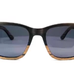 Lunettes de soleil verres polarisés carrées en bois de chêne et zébrano