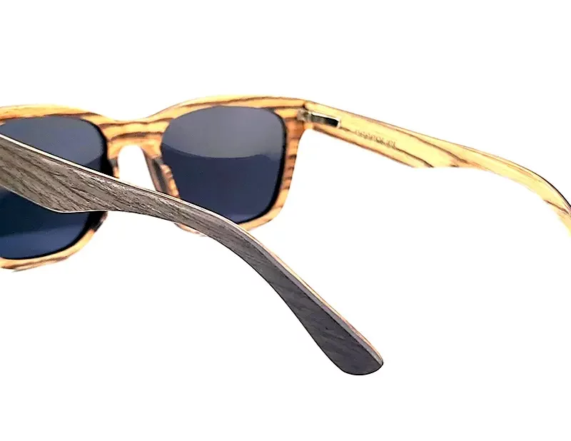 Lunettes de soleil carrées en bois de chêne et zébrano Curtis Bi tendance