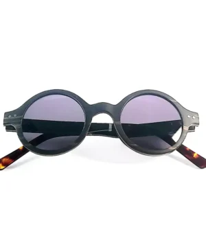 Lunettes de soleil en bois d'ébène rondes de la collection Lénon du modèle John