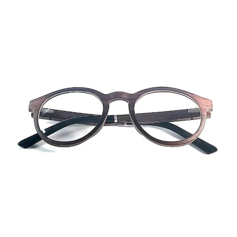 Lunettes de vue pantos Sedna en bois de noyer, style classique et extravagant.