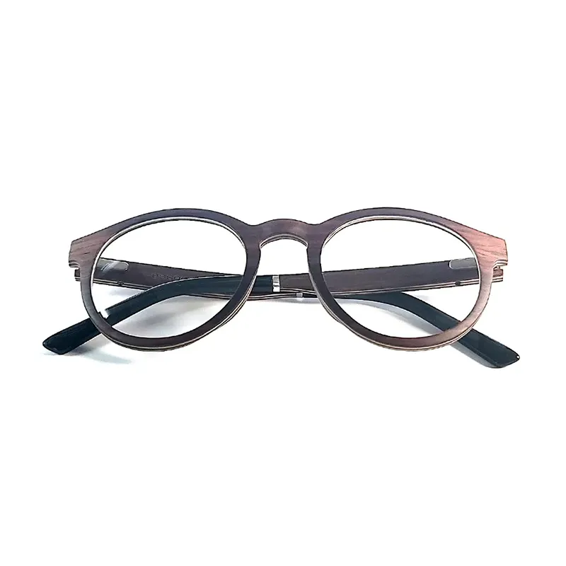 Lunettes de vue pantos Sedna en bois de noyer, style classique et extravagant.