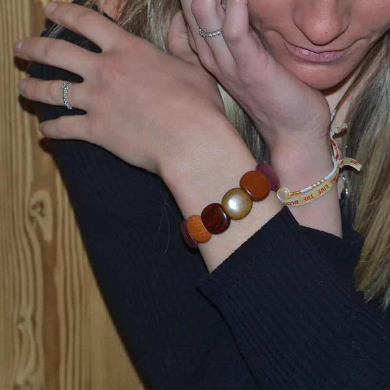Bracelet Dany - Perles Bois Colorées, Style Bohème Chic, Élastique et Confortable