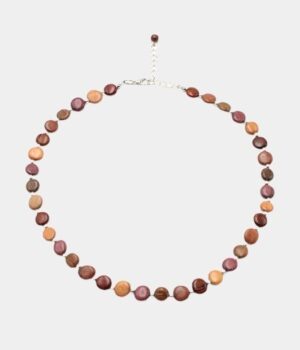 Collier bois multicolore Cecilia avec perles Amarante, Murier, Néflier et Palissandre, style écoresponsable