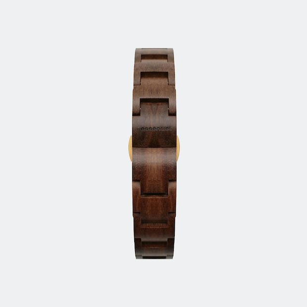 Bracelet femme en bois de Gaiac Sienna avec boucle déployante inoxydable.