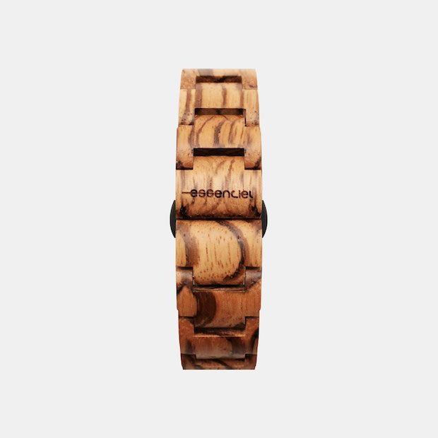 Bracelet homme en bois de zébrano Aléssio, un design naturel avec maillons 100% bois pour montres universelles de 20 mm.