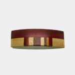 Barrette artisanale en bois multicolore avec attache solide, fabriquée à partir de matières naturelles.