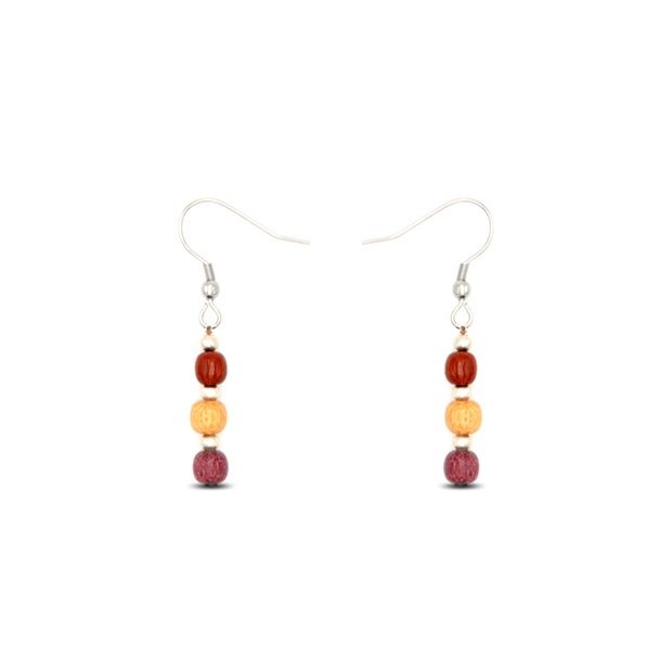 Boucles Prety en bois précieux, hauteur 1,5 cm, livrées avec stop boucles et disponibles avec option perles argentées.