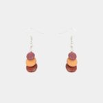 Bijoux artisanaux en bois, boucles pendantes Sasphée 3 cm avec fermoir crochet couleur argenté, modèle éco-responsable.