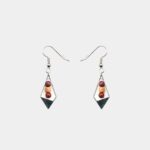 Boucles d'oreilles India en bois acajou triangle argenté élégantes