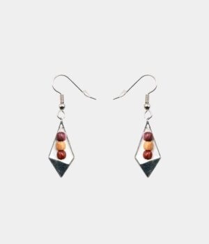 Boucles d'oreilles India en bois acajou triangle argenté élégantes
