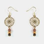 Gros plan sur les fermoirs crochets en métal doré, sans nickel, avec stop boucle transparent.