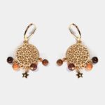 Boucles d'oreilles Maryne en bois doré avec médaillon mandala"