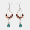Zoom sur les détails des boucles d'oreilles Fidjy montrant les perles multicolores et la pierre d'Amazonite.