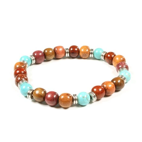 Bracelet en Bois et Turquoise Kenzo : Charme Écologique et Élégance Artisanale