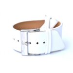 Bracelet femme en cuir blanc Luana avec boucle ardillon en acier inoxydable brillant, adapté aux montres Square.