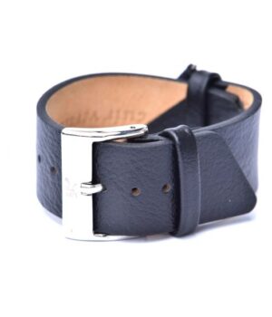 Bracelet en cuir noir pour femme avec boucle ardillon en acier inoxydable brillant, compatible modèle Square