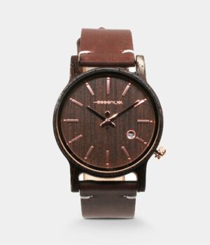 Montre cuir ébène pour homme, élégance raffinée avec cadran en palissandre. En stock, livraison 48h. Cliquez pour en savoir plus !