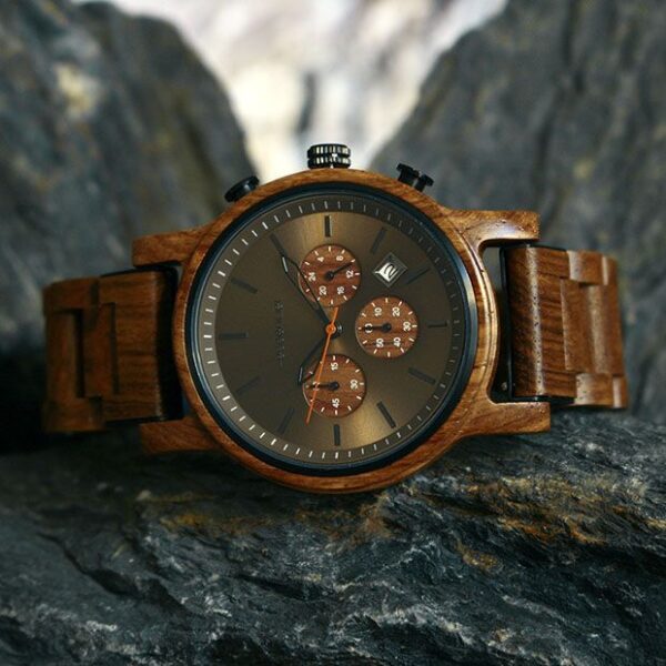 Montre homme chronomètre Everest en bois de noyer