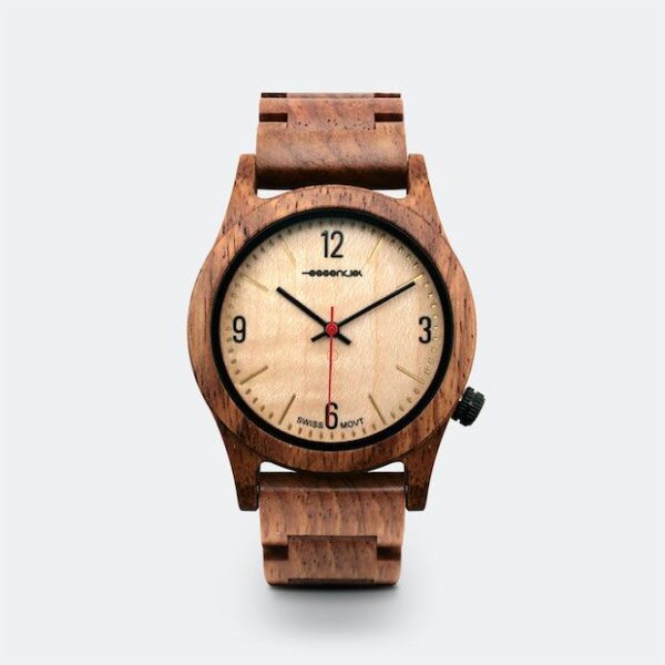 Montre homme en bois noyer Moka élégante