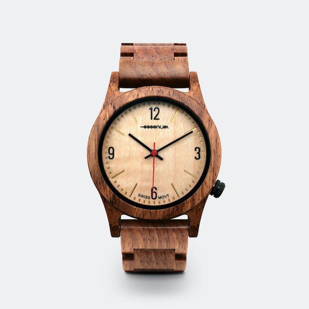 Montre homme en bois noyer Moka élégante