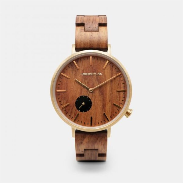 Cadran extra plat minimaliste en bois de noyer - montre femme