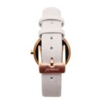 Montre ronde en cuir gris nacrée et bois noyer Platina