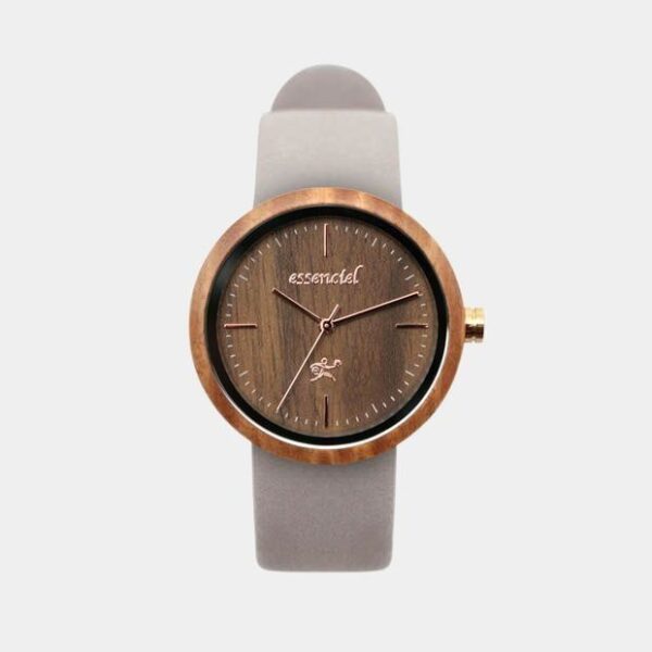 Montre ébène femme cuir nacré gris Platina