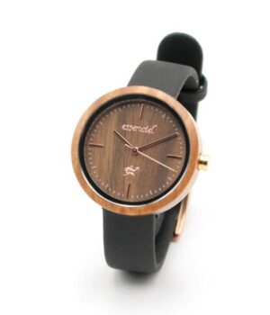 Cadran rond extra plat en noyer de la montre Platina noire