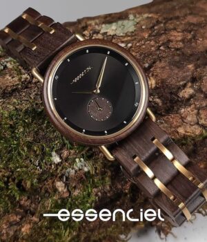 Montre en bois Quantum avec bracelet interchangeable ébène et métal
