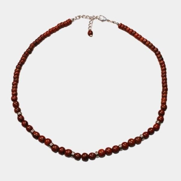 Collier homme élégance naturelle acajou, livré dans un pochon en lin