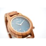 Montre sportwear femme bois de noyer cadran bleu