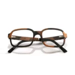 Lunettes rectangulaires La Bicolore 149XP en bois d’ébène et d’érable avec branches bio-acétate.