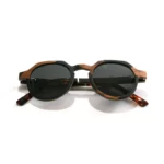 Lunettes solaires bicolores en bois pour femmes