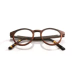 Lunettes en bois pour femme, modèle Paul Optic 1, avec monture légère et branches en acétate bio.