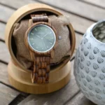 Montre homme bois zébrano vert Matt