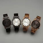 Coffret élégant avec montre écologique en bois de zébrano pour homme