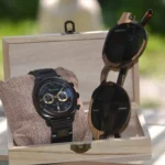 montre Calibra bois naturel avec chronomètre