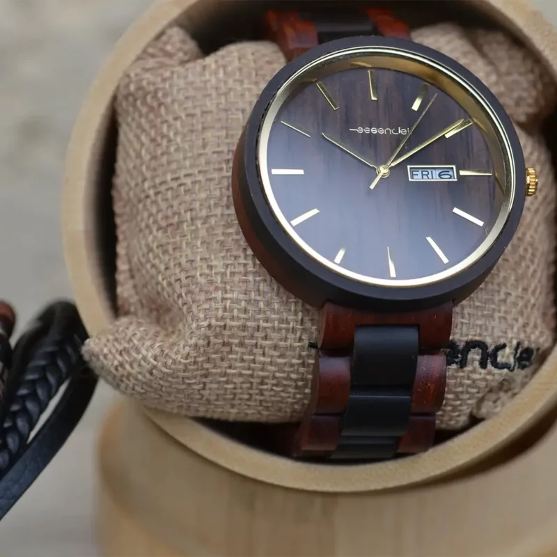 Bracelet cuir noir et pierres naturelles style masculin