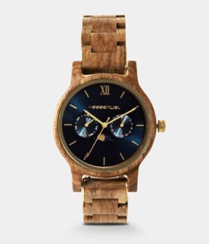 Montre bois noyer homme phase de lune Blue Moon