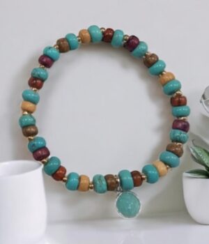Alternative view of Bracelet turquoise bois multicolore - Laury