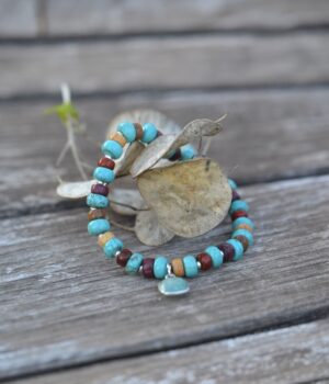 Bracelet turquoise bois multicolore - Laury