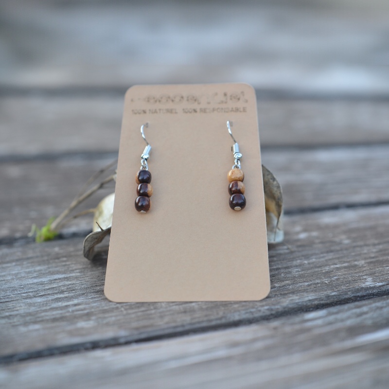 Boucles d'oreille bois bicolore - Prety