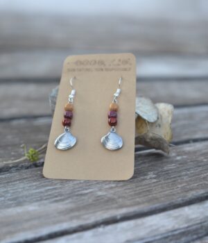 Boucles d'oreilles coquillage bois multicolore Isa