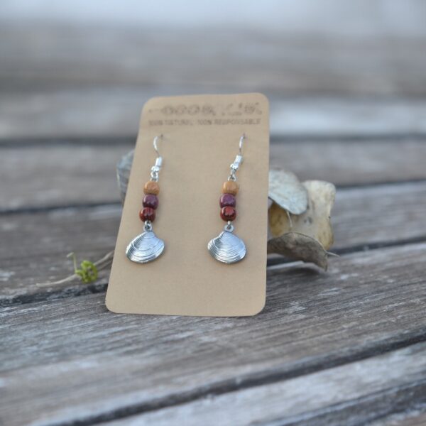 Boucles d'oreilles coquillage bois multicolore Isa