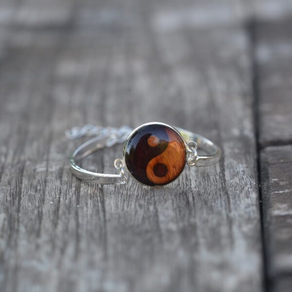 Bracelet jonc marqueterie bois ying yang - Daryne